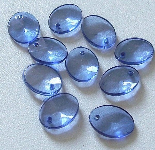 20 Stk. Acrylperlen Plättchen oval Blau 13x10x2mm
