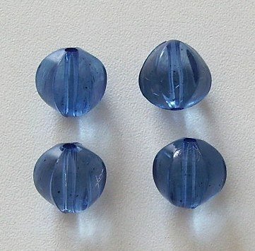 10 Stk. Acrylperlen Rund 6-kantig Blau 13,5mm