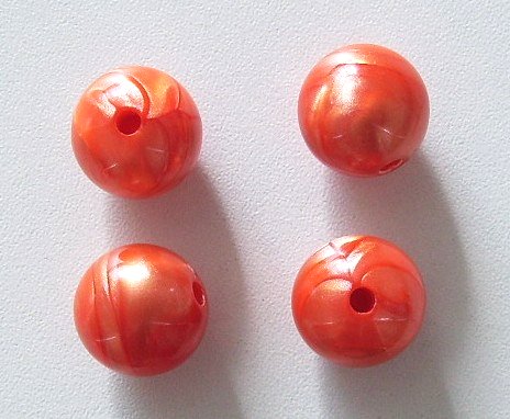 5 Stk. Glänzende Acrylperlen Kugel/Rund Orange 17mm