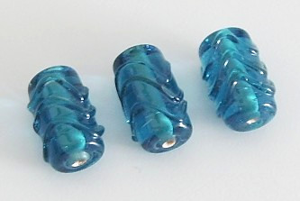 1 Stk. Lampwork Glasperle * Zylinder * Blau * 19-20x12mm