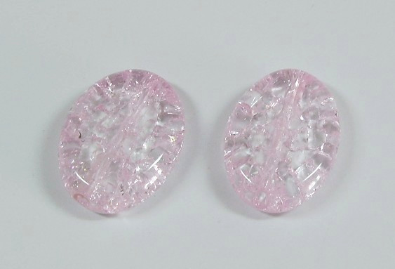 1 Stk. Edelstein Perle * Natürliches Crack Crystal Rosa * Oval flach * 18x13 mm