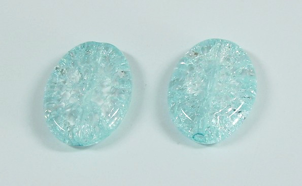 1 Stk. Edelstein Perle * Natürliches Crack Crystal Aquamarine * Oval flach * 18x13 mm