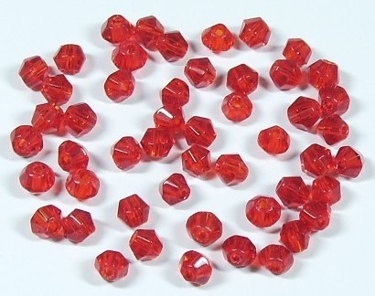 100 Stk. Kristall Glasschliffperlen * Doppelkegel * Siam-Ruby * 3 mm