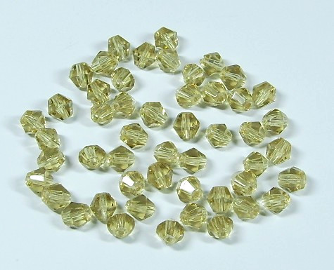 100 Stk. Kristall Glasschliffperlen * Doppelkegel * Light Topaz * 3mm