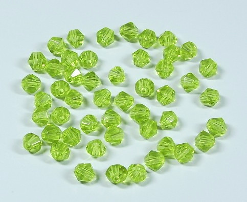 100 Stk. Kristall Glasschliffperlen * Doppelkegel * Hellgrün * 3mm