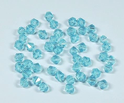 100 Stk. Kristall Glasschliffperlen * Doppelkegel * Aquamarine * 3mm