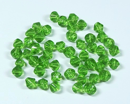 50 Stk. Kristall Glasschliffperlen * Doppelkegel * Light Smaragd * 4mm