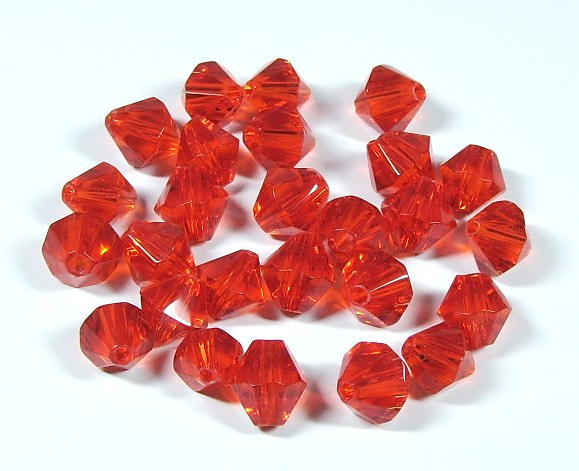20 Stk. Kristall Glasschliffperlen * Doppelkegel * Siam-Ruby * 8mm