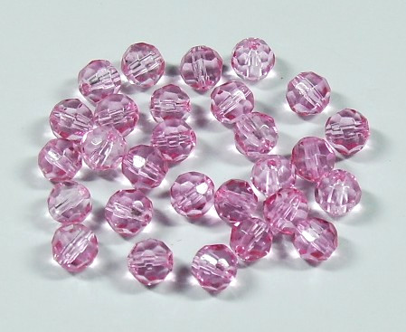 50 Stk. Kristall Glasschliffperlen * Rund * Rosa * 4mm