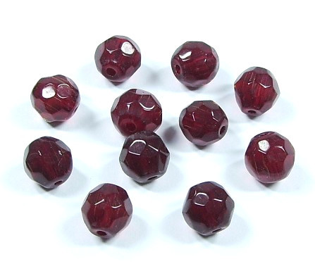 10 Stk. Kristall Glasschliffperlen * Rund * Ruby-Burgund * 8mm