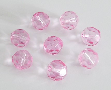 10 Stk. Kristall Glasschliffperlen * Rund * Rosa * 10mm