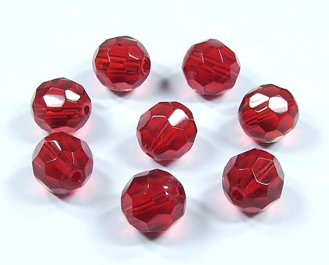 5 Stk. Kristall Glasschliffperlen * Rund * Ruby-Rot * 12mm