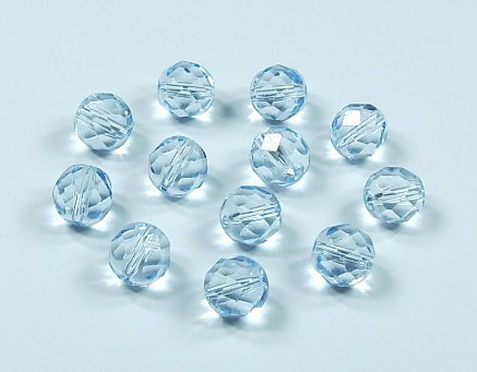 10 Stk. Kristall Glasschliffperlen * Rund * 48 Facetten * Light Saphir * 8mm