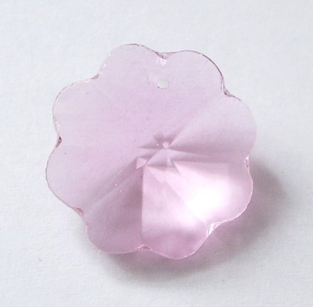 1 Stk. Kristall Glasperle * Blume, facettiert * Rosa * 26x13mm