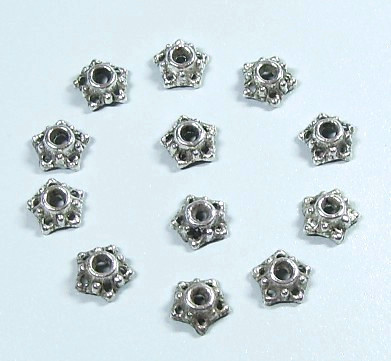 10 St. Metall Perlenkappen * Silberfarbe * 6mm