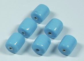 10 Stk. Glasperlen * Walze * Blau * 10-10,5mm