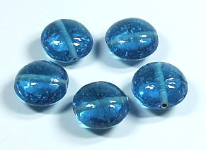 4 Stk. Glasperlen * Button / Linse * Blau * 18x11-12mm