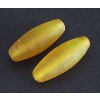 1 Stk. Glasperle * Olive/Spindel * Gelb, mattiert * 35x12-13mm