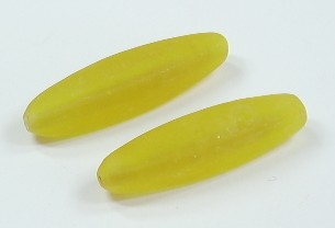 1 Stk. Glasperle * Olive/Spindel, 4-kantig * Gelb, mattiert * 38-40x9mm