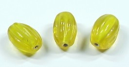 1 Stk. Glasperle * Olive, geriffelt * Gelb * 18-19mm