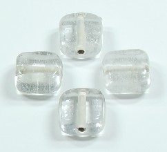 5 Stk. Glasperle * Quadrat, flach * Crystal * 13,5-14x7,5mm