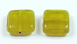 1 Stk. Glasperle * Quadrat, flach * Gelb * 20-22mm