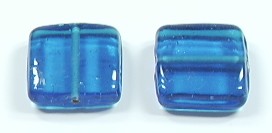 1 Stk. Glasperle * Quadrat, flach * Blau * 20-22mm