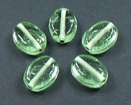 10 Stk. Glasperlen * Oval, flach * Chrysolite * 15x11-12x6mm