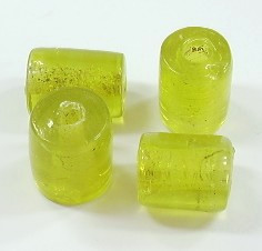 5 Stk. Großloch Glasperlen * Walze / Zylinder * Gelb * 15-16x10-13mm