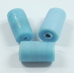 3 Stk. Großloch Glasperlen * Zylinder * Hellblau * 21-22x12-14mm