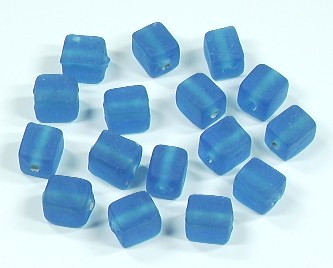 10 Stk. Glasperlen * Rechtecke * Blau, mattiert * 9x7mm