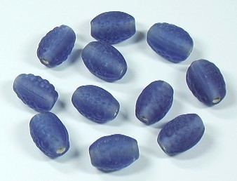 10 Stk. Glasperlen * Olive * Blau-Lila, mattiert * 12-13x8-9mm