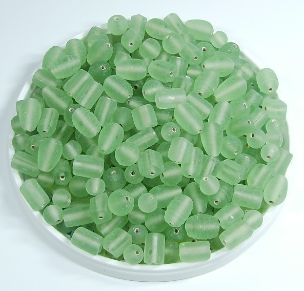 Glasperlenmix * Mintgrün, mattiert * vers. Formen / Größen * 100gr.
