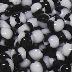 Rocailles * Glasperlen * Rund  Opak zweifarbig gestreift * Schwarz-Weiß * 6/0 (ca. 4mm)