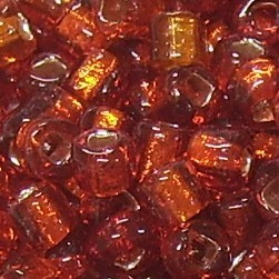 Rocailles * Glasperlen * Rund, Bohrung quadratisch * Silbereinzug * Rot * 6/0 (ca. 4mm)