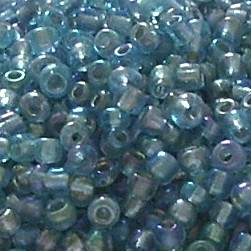 Rocailles * Glasperlen * Rund * Silbereinzug Regenbogen * Hellblau * 10/0 (ca. 2-2,2mm)
