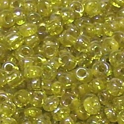 Rocailles * Glasperlen * Rund * Silbereinzug Regenbogen * Gelb * 10/0 (ca. 2-2,2mm)