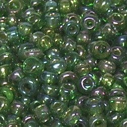 Rocailles * Glasperlen * Rund * Silbereinzug Regenbogen * Grün * 10/0 (ca. 2-2,2mm)