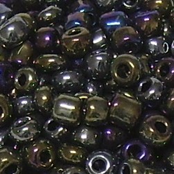 Rocailles * Glasperlen * Rund * Iris schillernd * Blau-Braun, metallic * 8/0 (ca. 2,8-3mm)