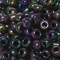 Rocailles * Glasperlen * Rund * Iris schillernd * Grün-Lila, metallic * 8/0 (ca. 2,8-3mm)