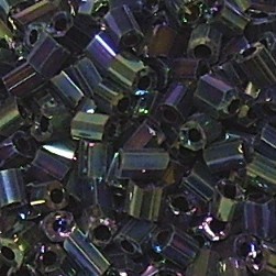 2 Cut-Perlen * Glasperlen * Röhrchen * Blau-Grün, metallic * 10/0 (ca. 2,2x2mm)
