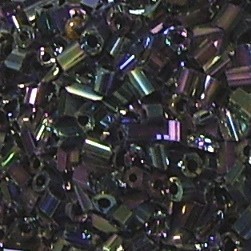 2 Cut-Perlen * Glasperlen * Röhrchen * Grün-Blau-Lila, metallic * 10/0 (ca. 2,2x2mm)