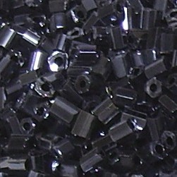 2 Cut-Perlen * Glasperlen * Röhrchen * Blau-Grau, metallic * 10/0 (ca. 2,2x2mm)