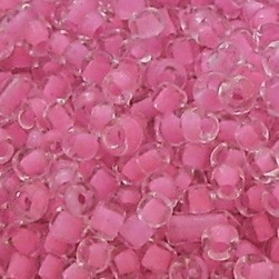 Rocailles * Glasperlen * Rund * Kristall / Farbeinzug in Rosa * 10/0 (ca. 2-2,2mm)