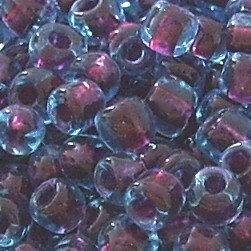 Rocailles * Glasperlen * Rund * Blau / Farbeinzug in Rosa * 6/0 (ca. 4mm)