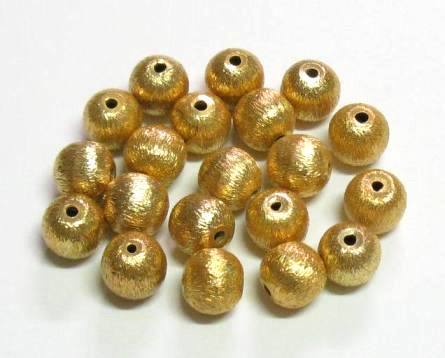 4 Stk. Runde Kupferperlen gebürstet vergoldet 8mm