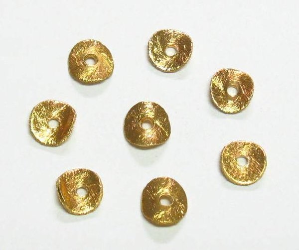 16 Stk. Kupfer Scheiben Spacer gebürstet gebogen vergoldet 6mm