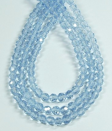 50 Stk. Kristall Glasschliffperlen * Rund * Safirblau Hellblau * 4mm