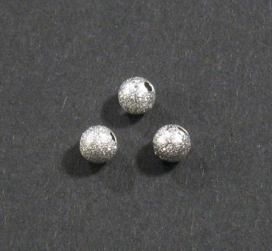 10 Stk. Messing Perlen Stardust Kugel Rund Glitzersand diamantiert Silber 4mm