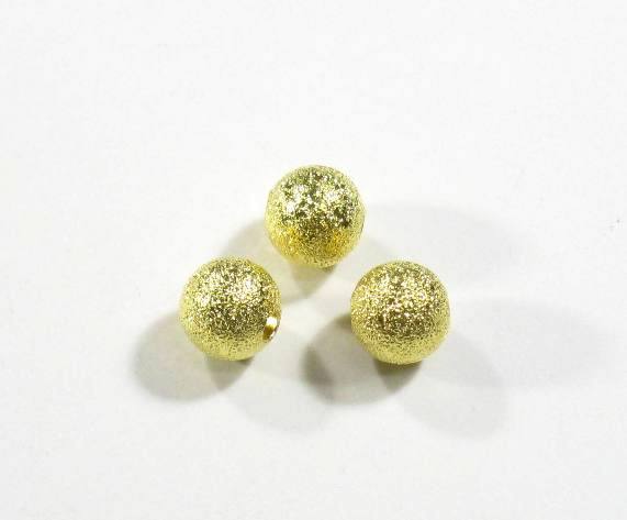 10  Stk. Messing Perlen Stardust Kugel Rund Glitzersand diamantiert Gold 8mm